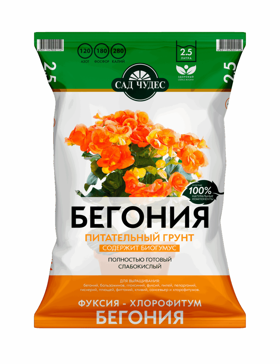Грунт питательный «Сад чудес» Бегония САД ЧУДЕС Бегония грунт 2,5л