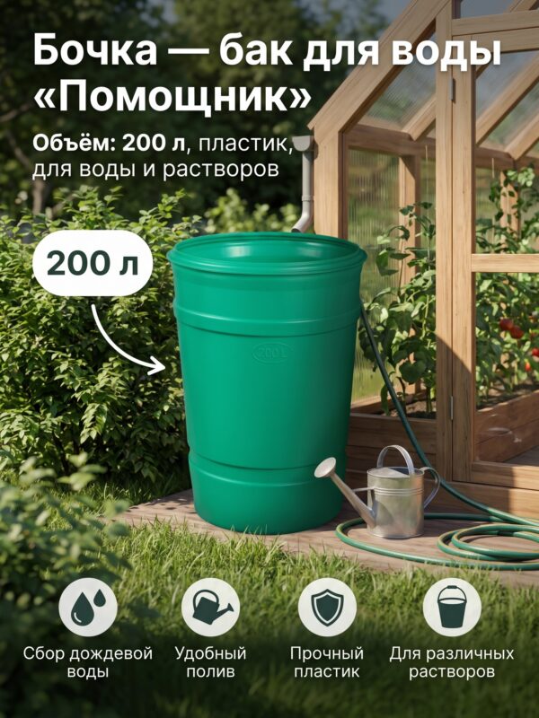 Бочка — бак для воды «Помощник», 200 л, МИКС Бочка — бак для воды «Помощник», 200 л, МИКС — карточка товара