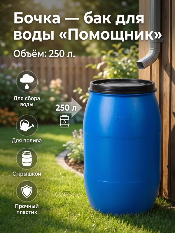 Бочка — бак для воды «Помощник», 250 л, МИКС Бочка — бак для воды «Помощник», 250 л, МИКС — карточка товара
