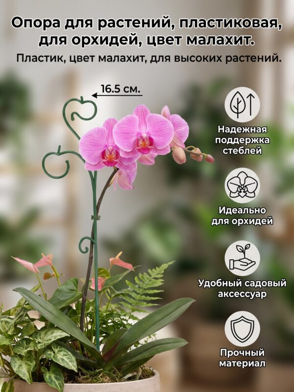 Опора для растений, пластиковая, для орхидей, цвет малахит — карточка товара