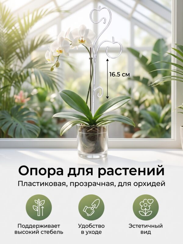 Опора для растений, пластиковая, для орхидей, прозрачная — карточка товара