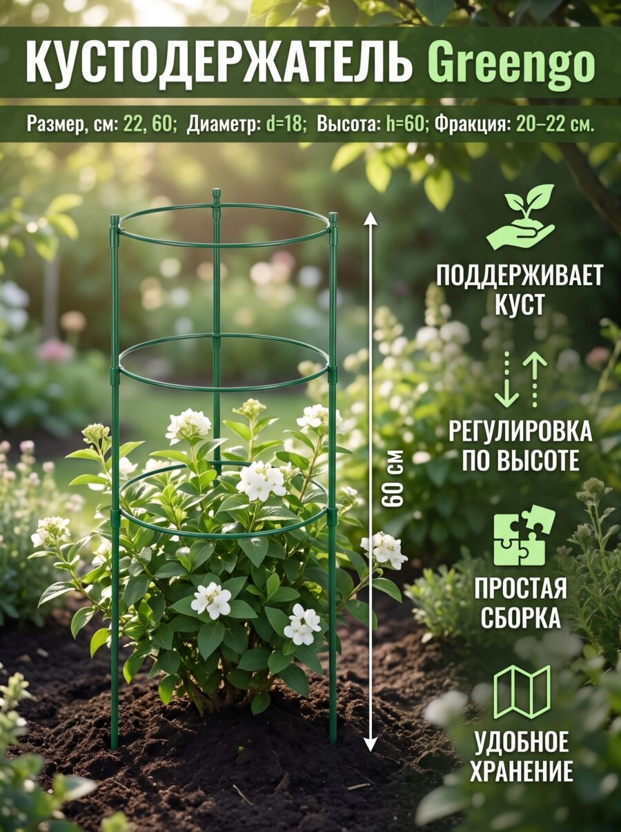 Кустодержатель Greengo, d=18–20–22 см, h=60 см, зелёный — карточка товара