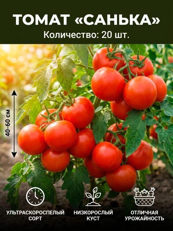 Семена Томат «Санька» Аэлита, ультраскороспелый, 20 шт — карточка товара