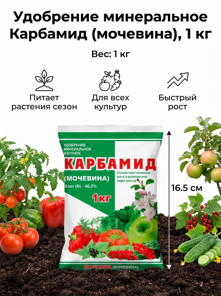 Удобрение минеральное Карбамид (мочевина), 1 кг Удобрение минеральное Карбамид (мочевина), 1 кг — карточка товара