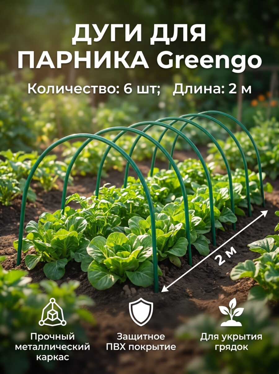 Дуги для парника Greengo, металл в кембрике 2 м, 6 шт — карточка товара