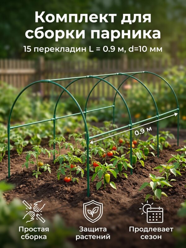 Комплект для сборки парника, 15 перекладин L = 0.9 м, d=10 мм — карточка товара