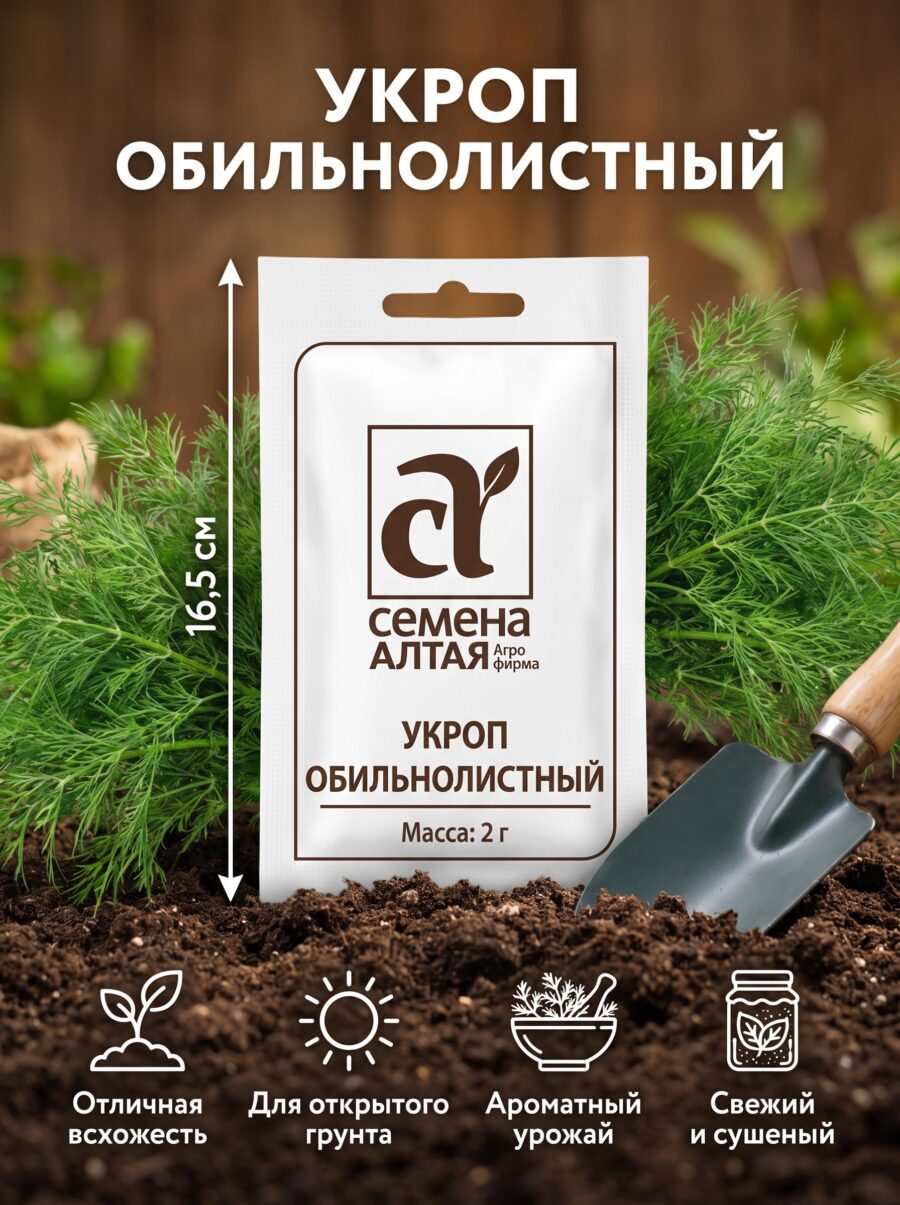 Семена Укроп «Обильнолистный» Семена Алтая, белый пакет, 2 г Семена Укроп «Обильнолистный» Семена Алтая, белый пакет, 2 г — карточка товара