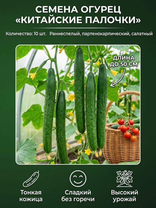 Семена Огурец «Китайские палочки» Аэлита, 10 шт — карточка товара