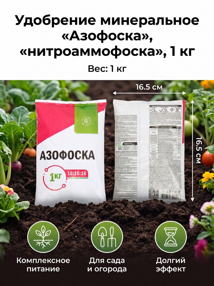 Удобрение минеральное «Азофоска», «нитроаммофоска», 1 кг Удобрение минеральное «Азофоска», «нитроаммофоска», 1 кг — карточка товара