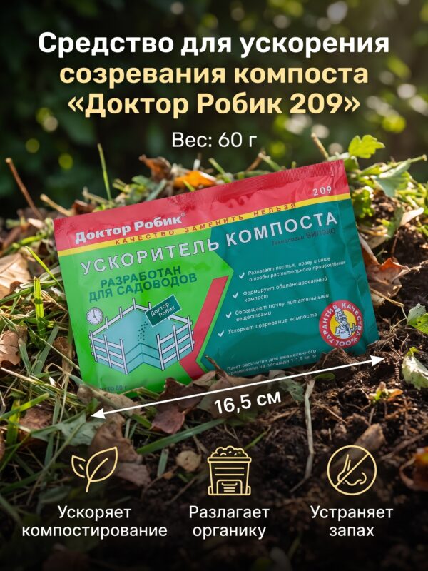 Средство для ускорения созревания компоста «Доктор Робик 209», 60 г Средство для ускорения созревания компоста «Доктор Робик 209», 60 г — карточка товара