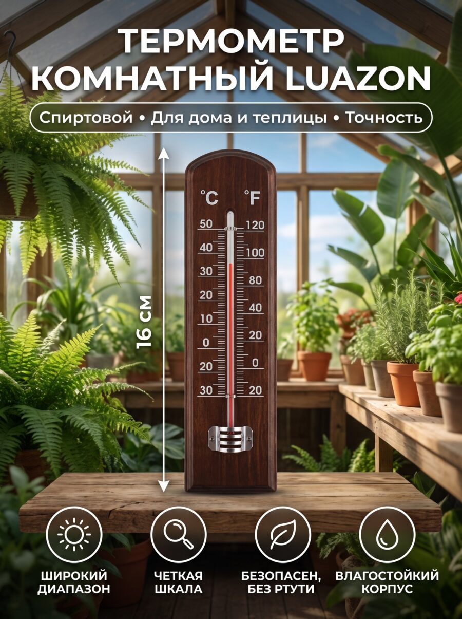 Термометр комнатный Luazon, спиртовой Термометр комнатный Luazon, спиртовой — карточка товара