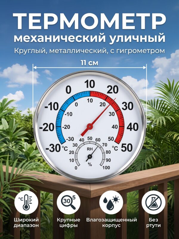 Термометр уличный, механический — карточка товара