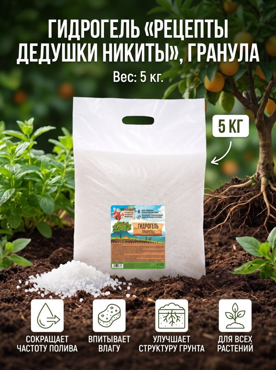 Гидрогель «Рецепты Дедушки Никиты», гранула, 5 кг — карточка товара