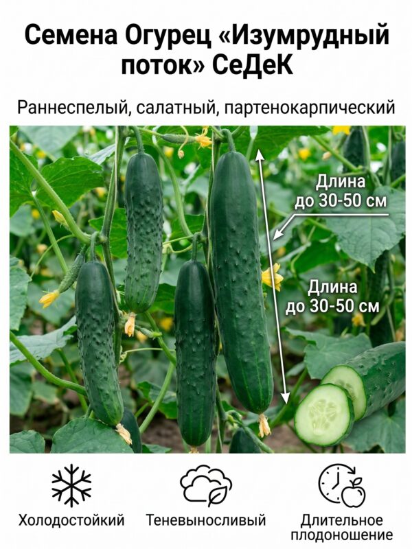 Семена Огурец «Изумрудный поток» СеДеК, 0.2 г Семена Огурец «Изумрудный поток» СеДеК, 0.2 г — карточка товара